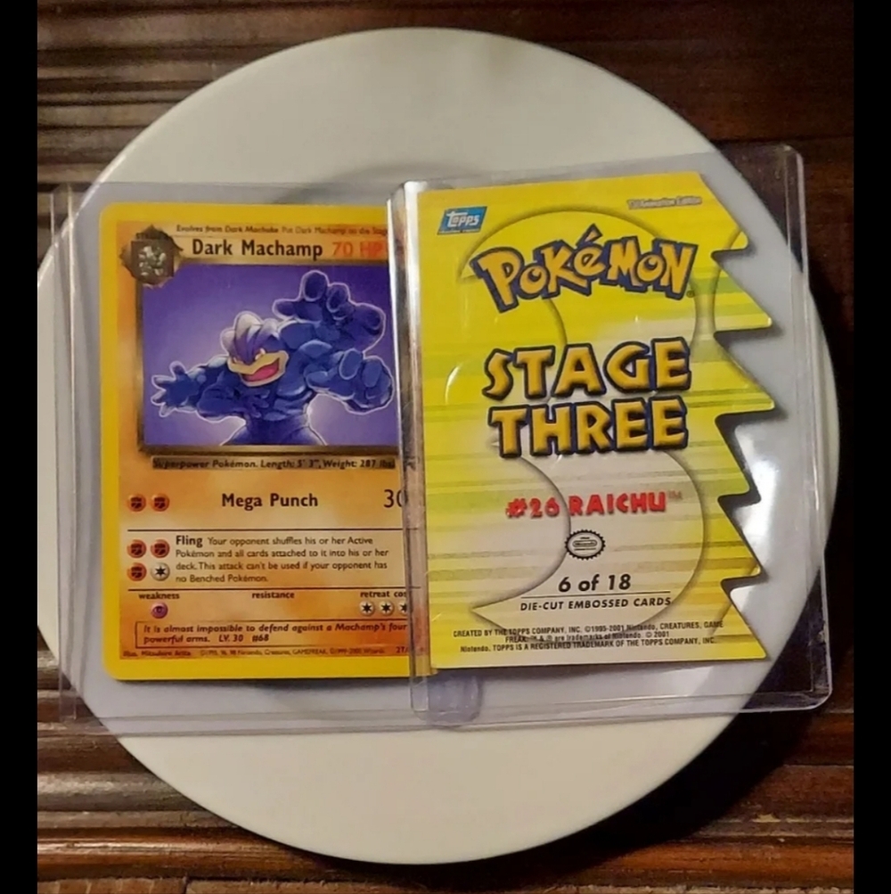 Y2k Pokemon 1st ed. Dark Machamp 70 HP AND #26 RAICHU CARD SET OF 2! NON HOLO